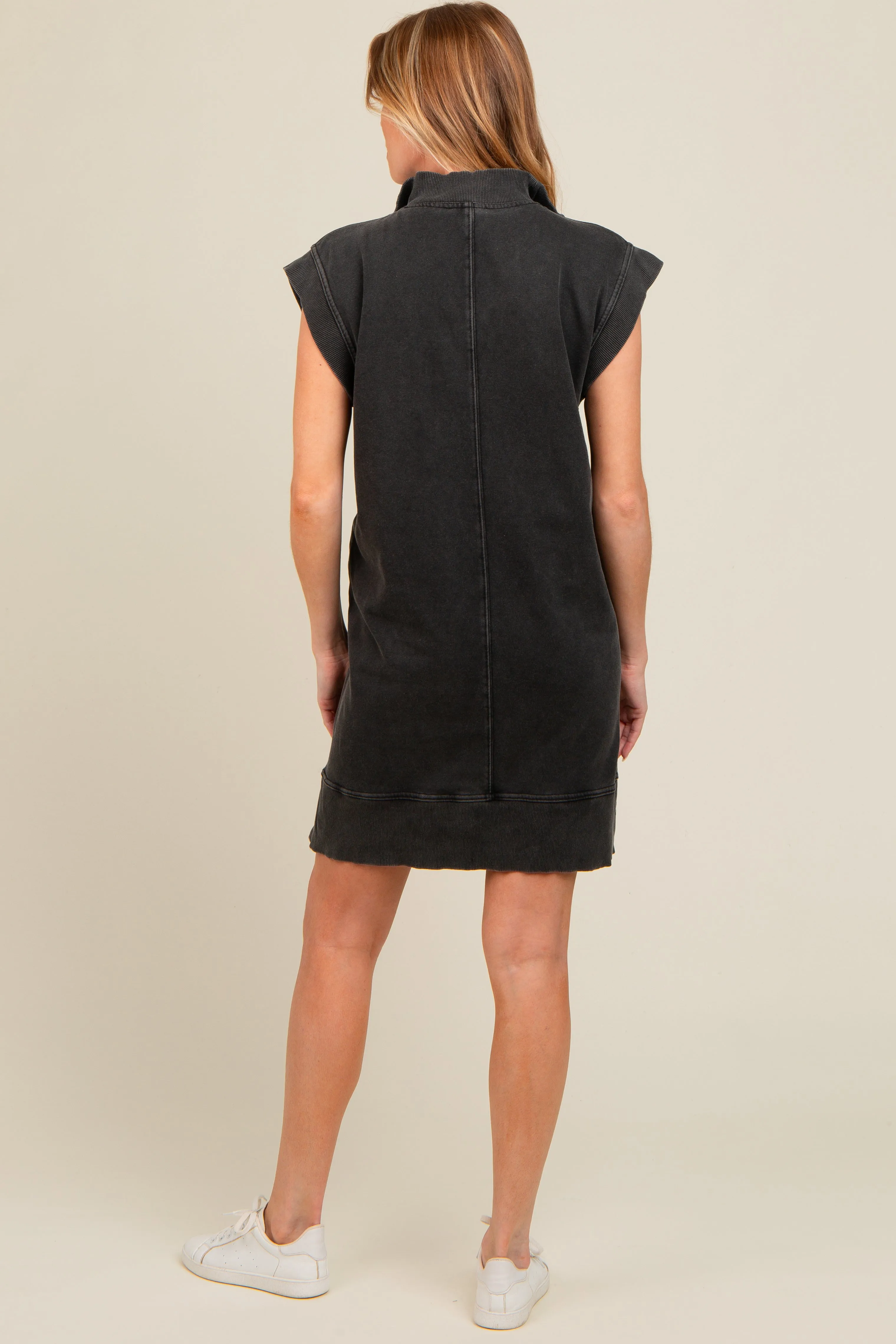 Charcoal Zip Up Hooded Maternity Sweatshirt Mini Dress sold by Pinkblush product image thumbnail 4