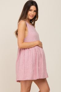 Mauve Sleeveless Babydoll Maternity Mini Dress sold by Pinkblush