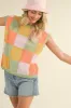 Sage Orange Multi Colorful Checkered Sweater Vest sold by Pinkblush