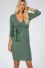 Green Brushed Knit Wrap Fitted Nursing Dress sold by Pinkblush