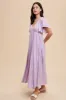Lavender V-Neck Flutter Short Sleeve Midi Dress sold by Pinkblush