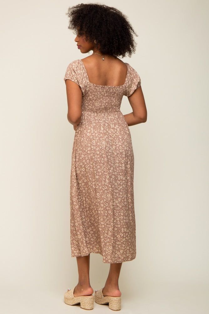 Beige Leopard Button Front Midi Dress sold by Pinkblush product image thumbnail 3