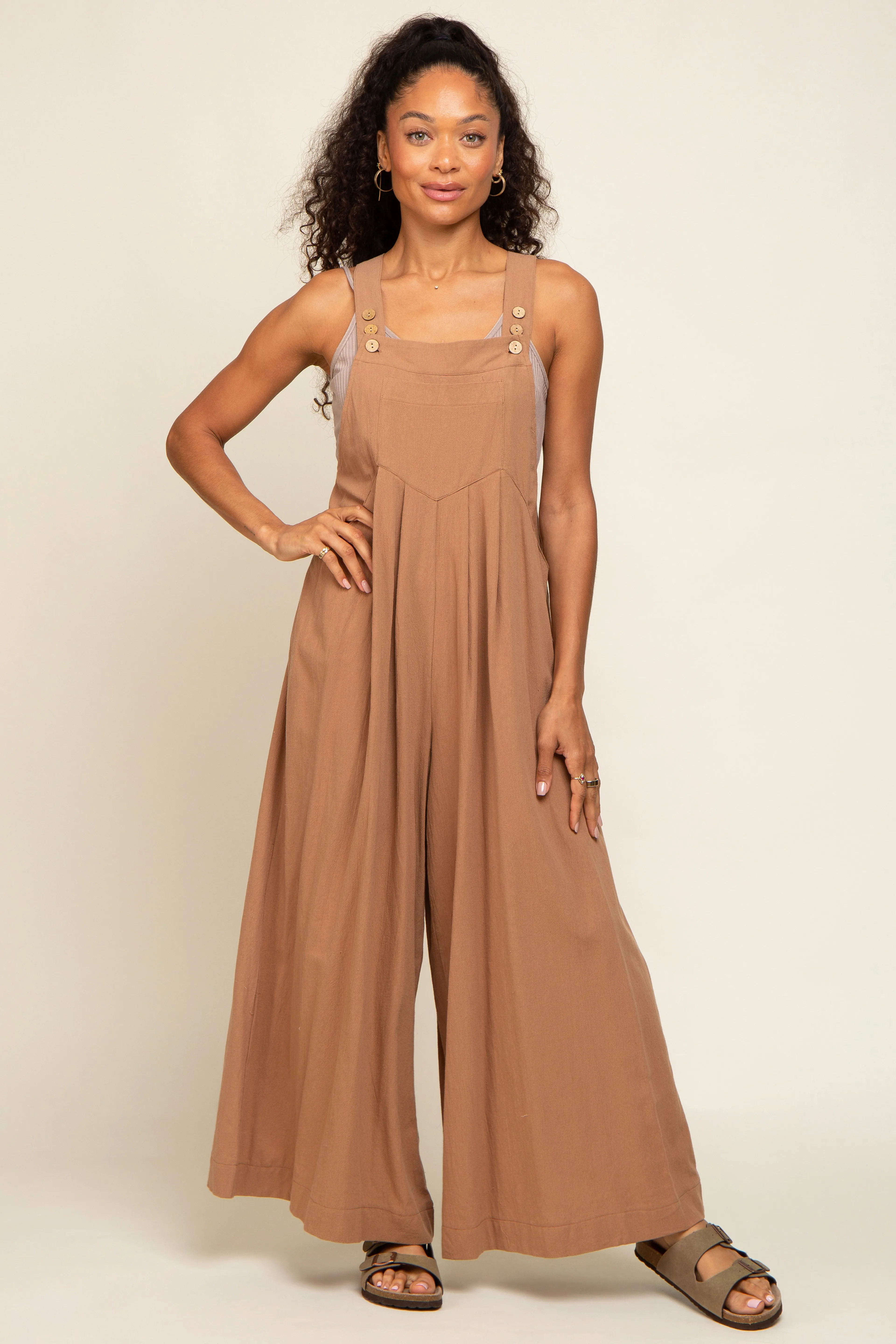Mocha Maternity Wide Leg Jumpsuit sold by Pinkblush product image thumbnail 5