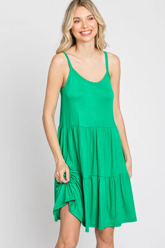 Green Tiered Tank Dress sold by Pinkblush