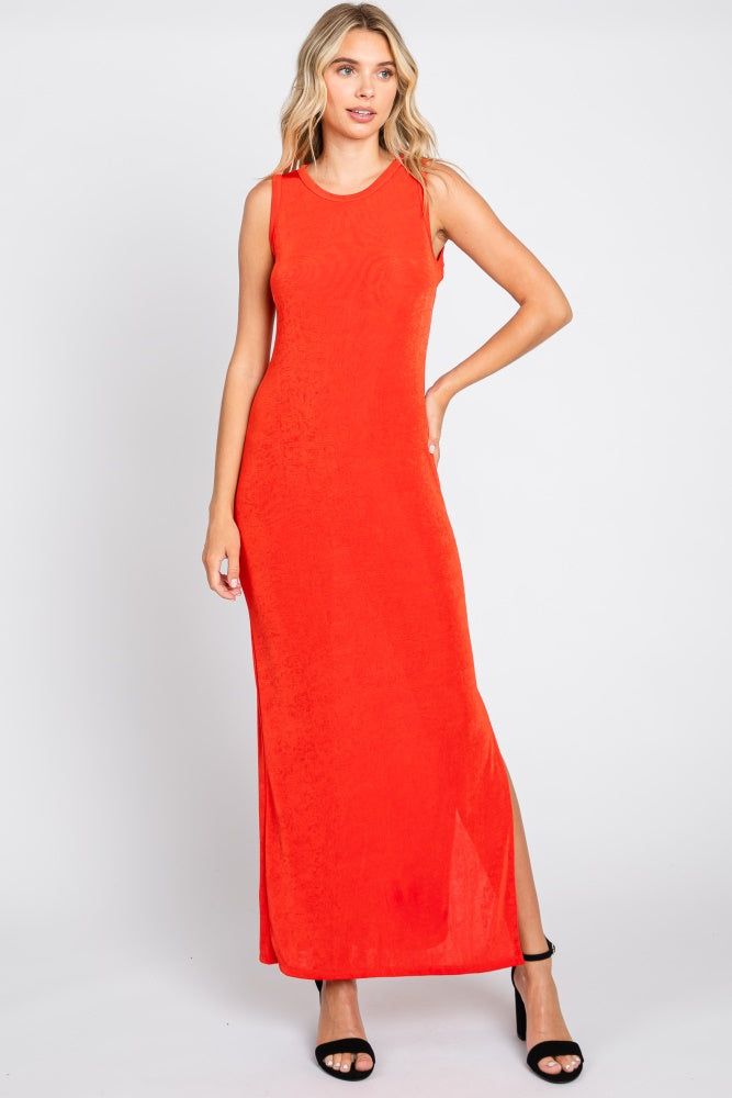 Orange Side Slit Maternity Midi Dress sold by Pinkblush product image thumbnail 5