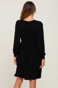 Black Terry Knit Long Sleeve Dress sold by Pinkblush