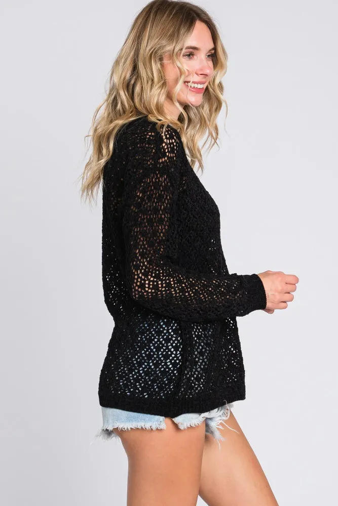 Black Chenille Open Knit Sweater sold by Pinkblush product image thumbnail 3