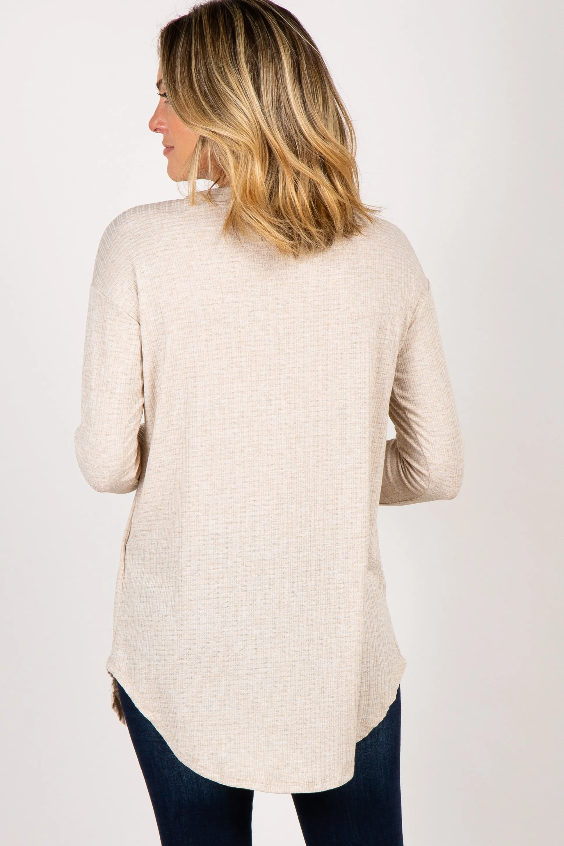 Beige Long Sleeve Ribbed Top sold by Pinkblush product image thumbnail 3
