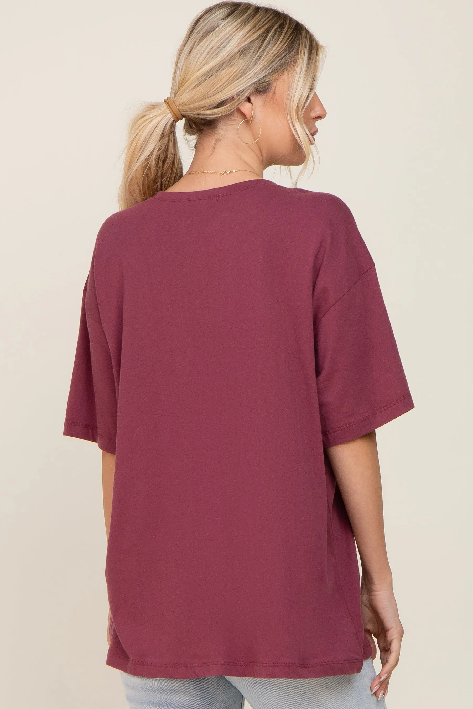 Burgundy Basic Oversized Tee sold by Pinkblush product image thumbnail 3