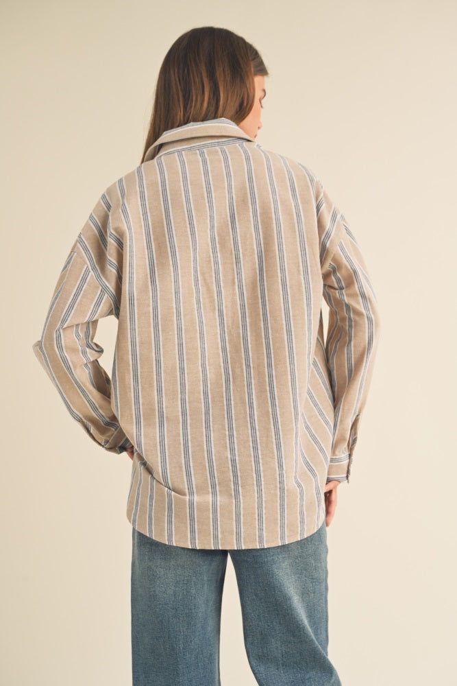 Taupe Striped Button Up Top sold by Pinkblush product image thumbnail 4