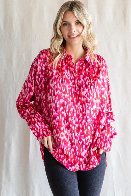 Red Abstract Animal Print Blouse sold by Pinkblush