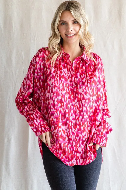 Red Abstract Animal Print Blouse sold by Pinkblush