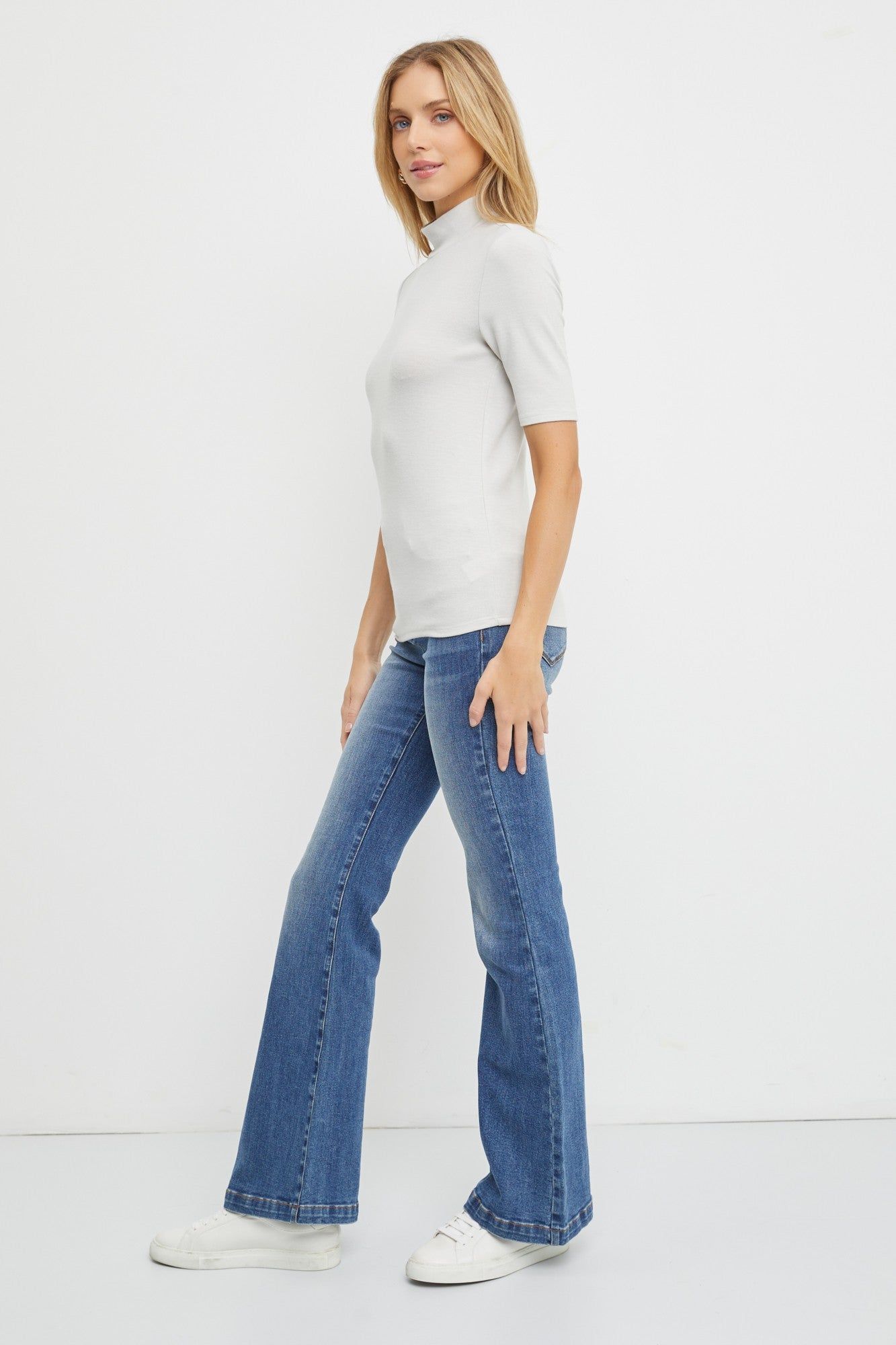 Beige Short Sleeve Turtleneck Top sold by Pinkblush product image thumbnail 3