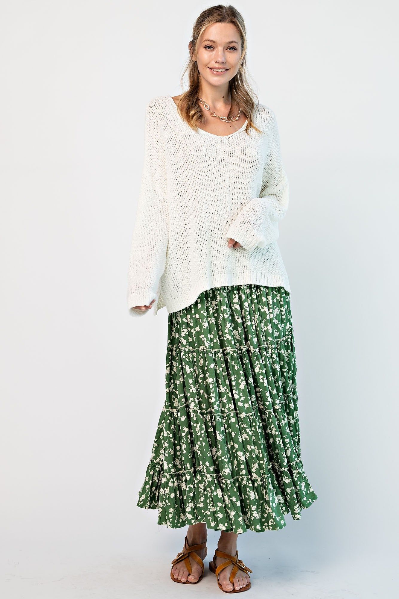 White V Neck Knitted Pullover Sweater sold by Pinkblush product image thumbnail 3