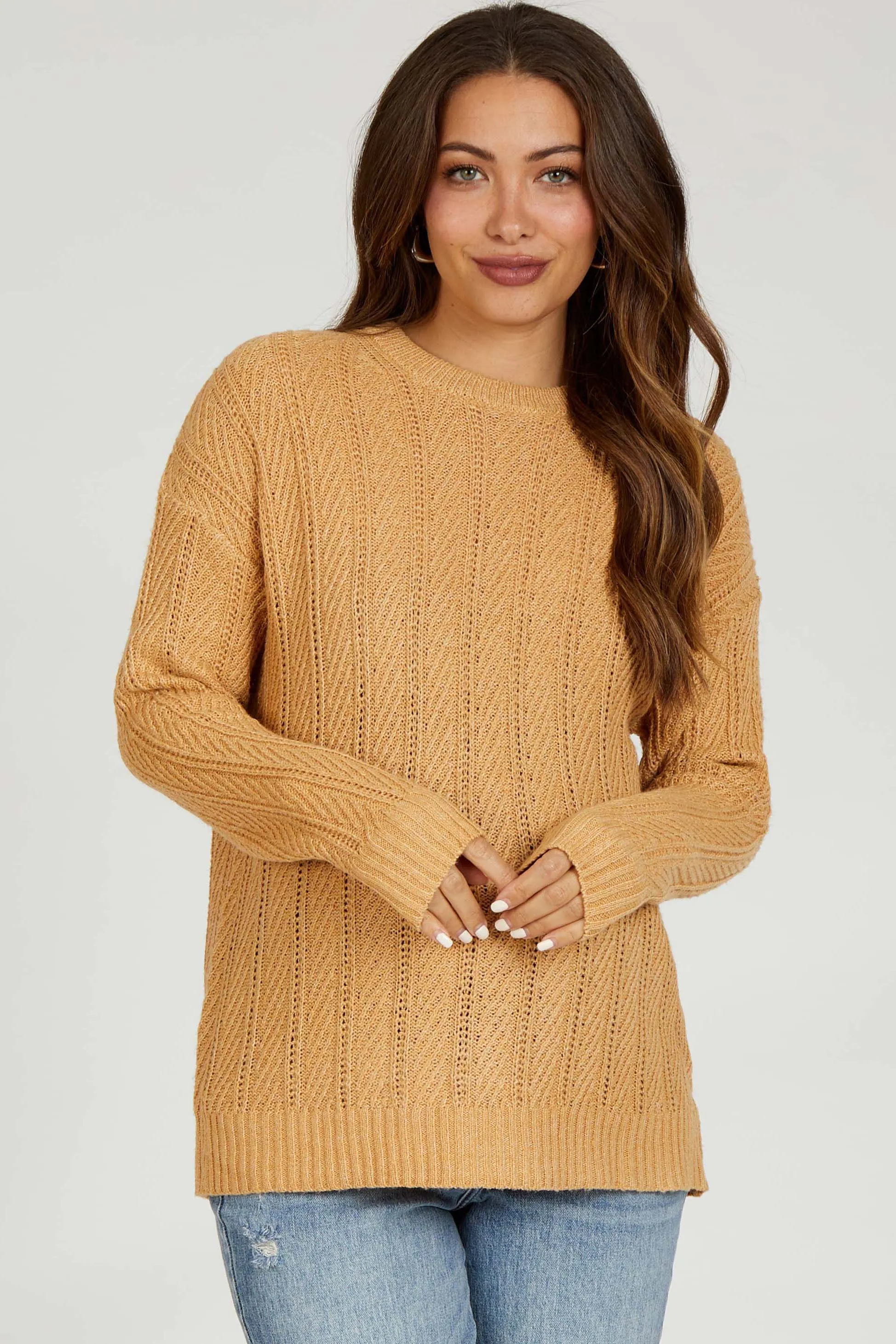 Camel Pattern Knit Maternity Sweater sold by Pinkblush