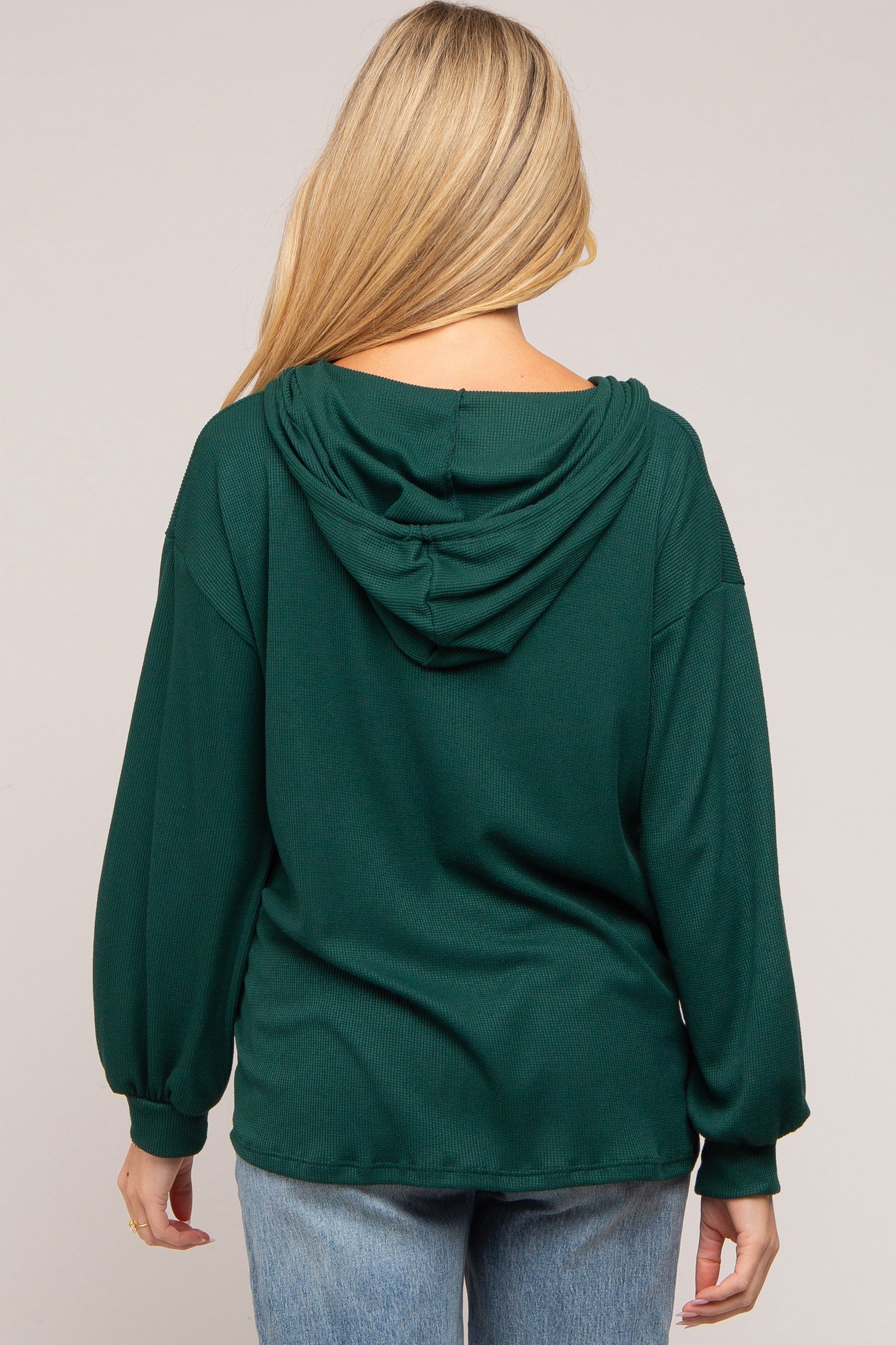 Forest Green Button Accent Hooded Maternity Henley Top sold by Pinkblush product image thumbnail 3