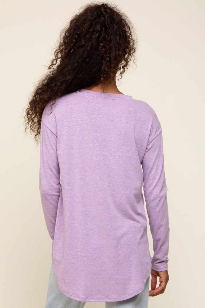 Lavender Long Sleeve Curved Hem Top sold by Pinkblush product image thumbnail 3