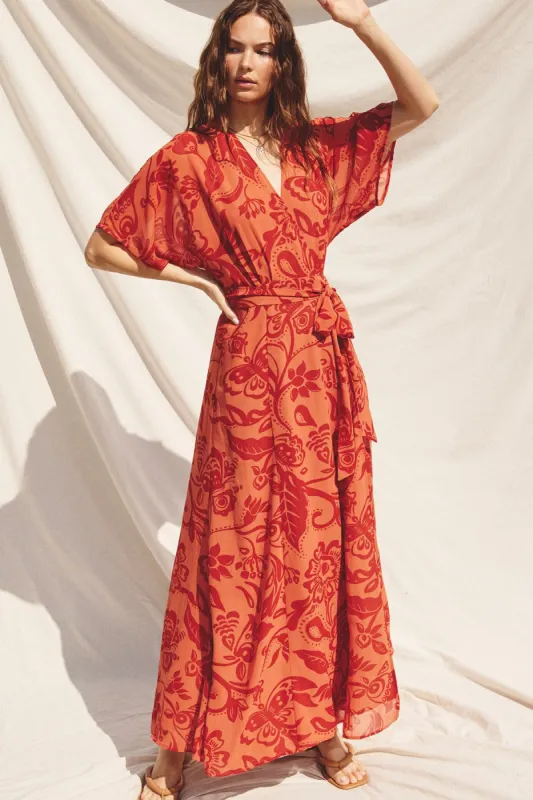 Orange Wrap Maxi Dress sold by Pinkblush