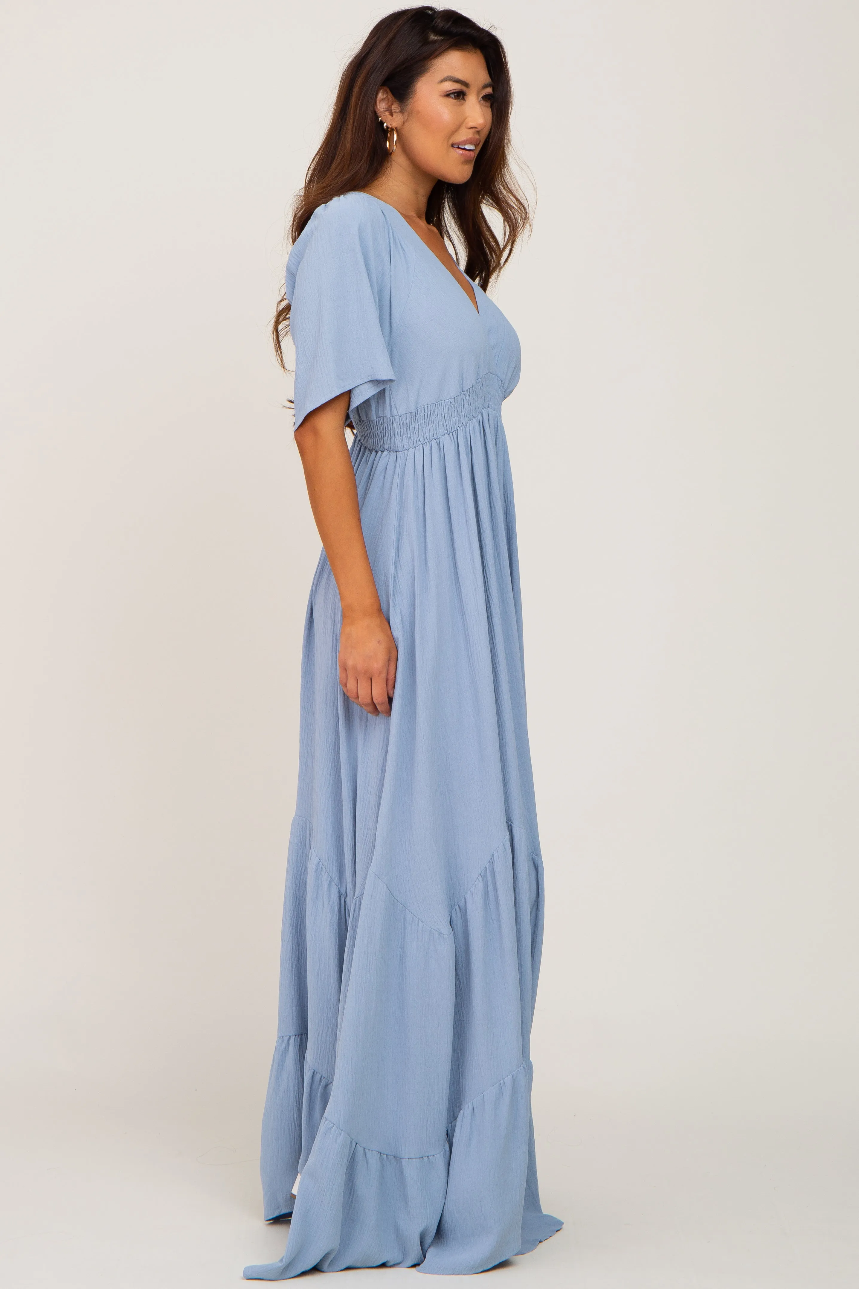 Light Blue Deep V-Neck Maxi Dress sold by Pinkblush product image thumbnail 2