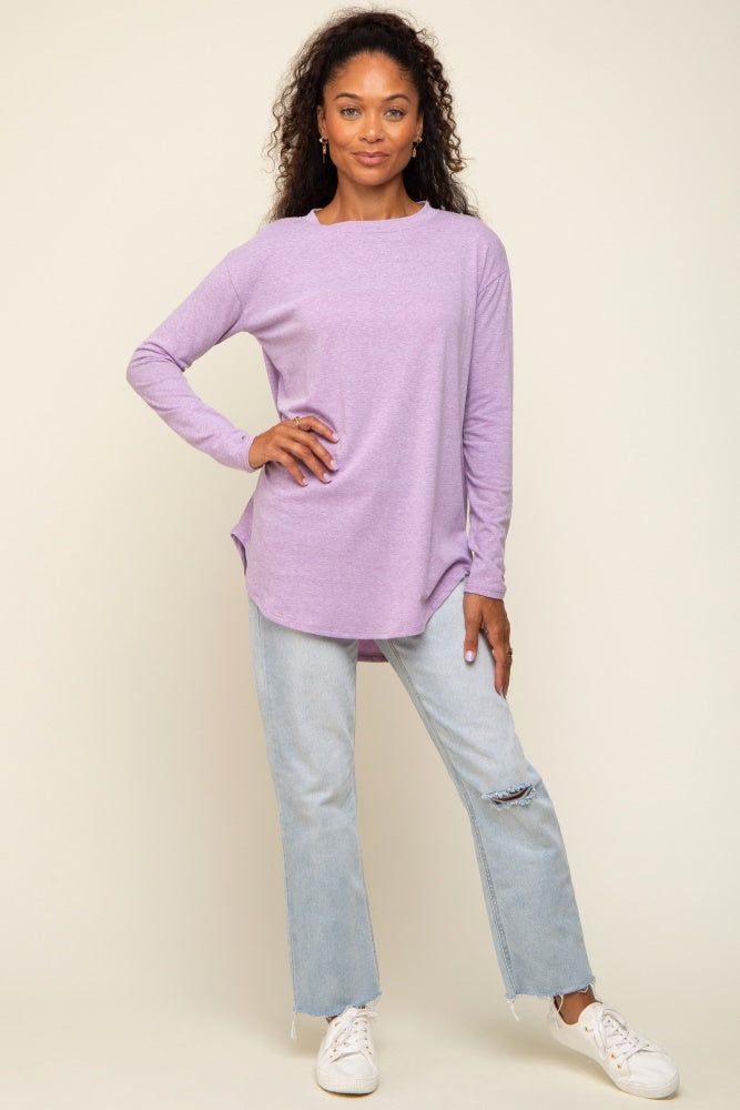 Lavender Long Sleeve Curved Hem Top sold by Pinkblush product image thumbnail 4