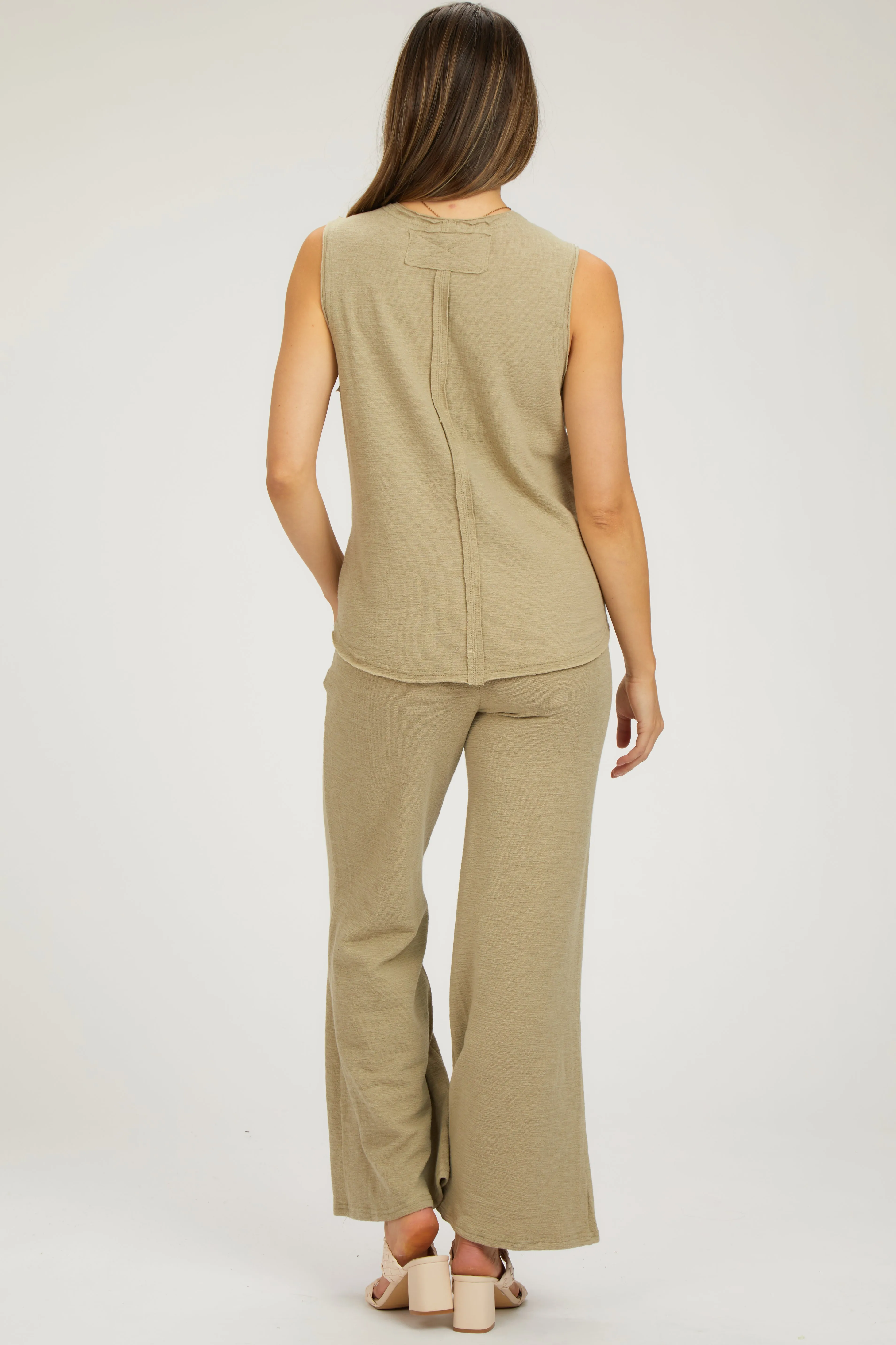 Light Olive Slub Knit Maternity Pants Set sold by Pinkblush product image thumbnail 4