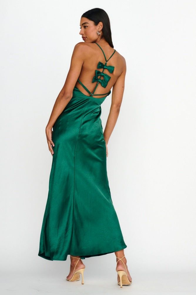Forest Green Floral Embroidered V Neckline Maxi Dress sold by Pinkblush product image thumbnail 2
