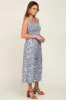 Light Blue Floral Smocked Shoulder Tie Midi Dress sold by Pinkblush