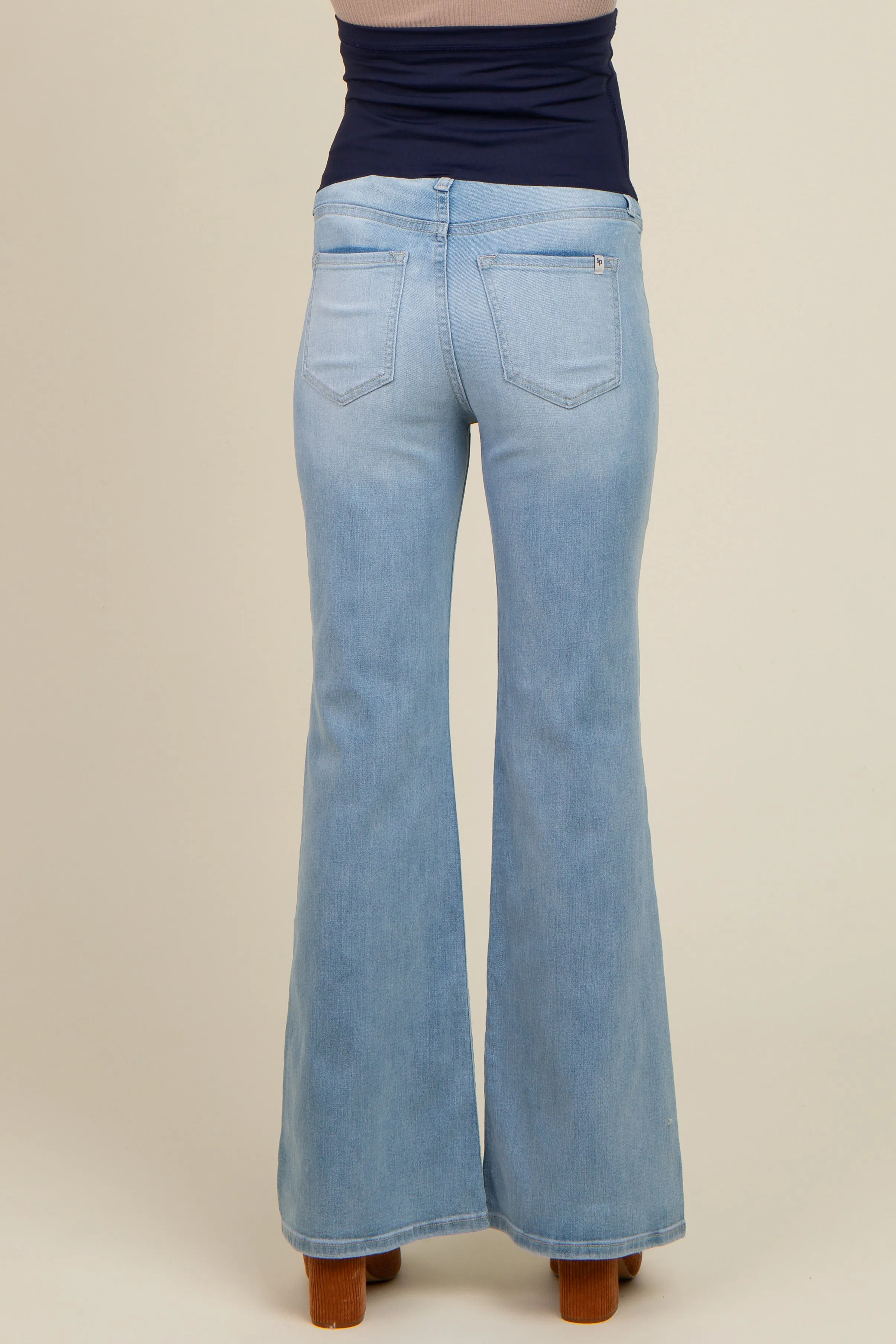 Light Blue Middle Seam Kick Flare Maternity Jeans sold by Pinkblush product image thumbnail 4
