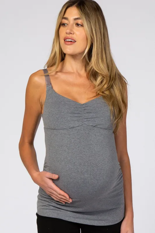 Heather Grey Cake Maternity Ice Cream Nursing Tank made by Pinkblush