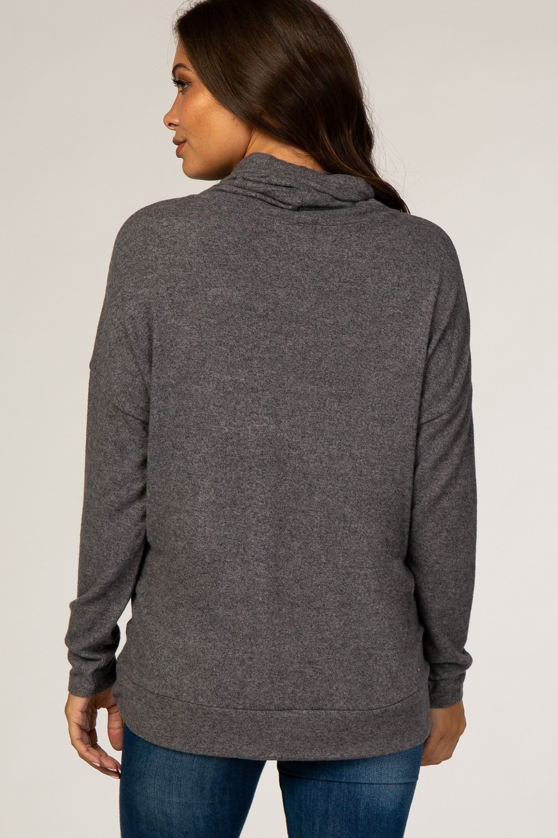 Charcoal Cowl Neck Maternity Sweatshirt sold by Pinkblush product image thumbnail 4