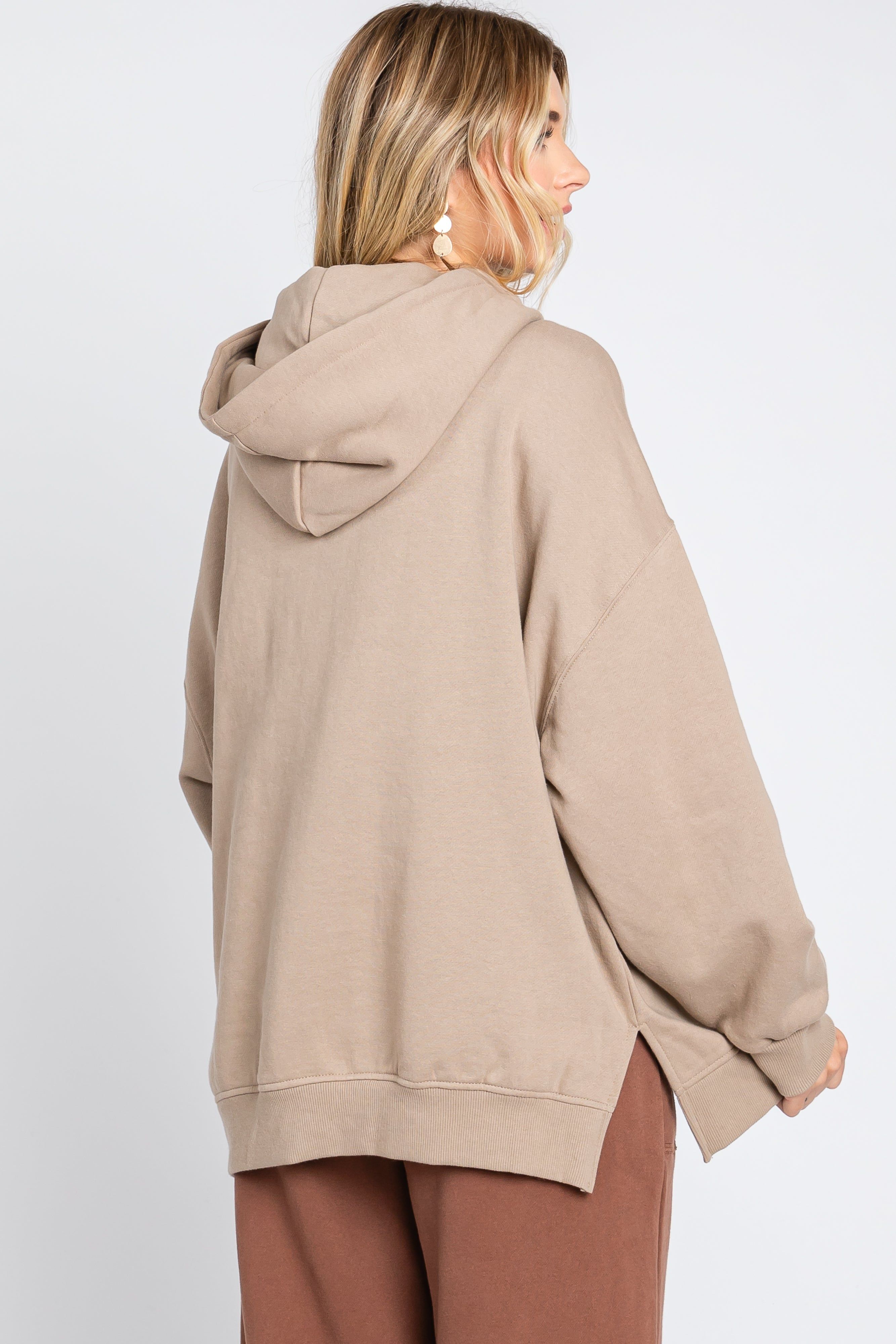 Taupe Drawstring Hoodie sold by Pinkblush product image thumbnail 3