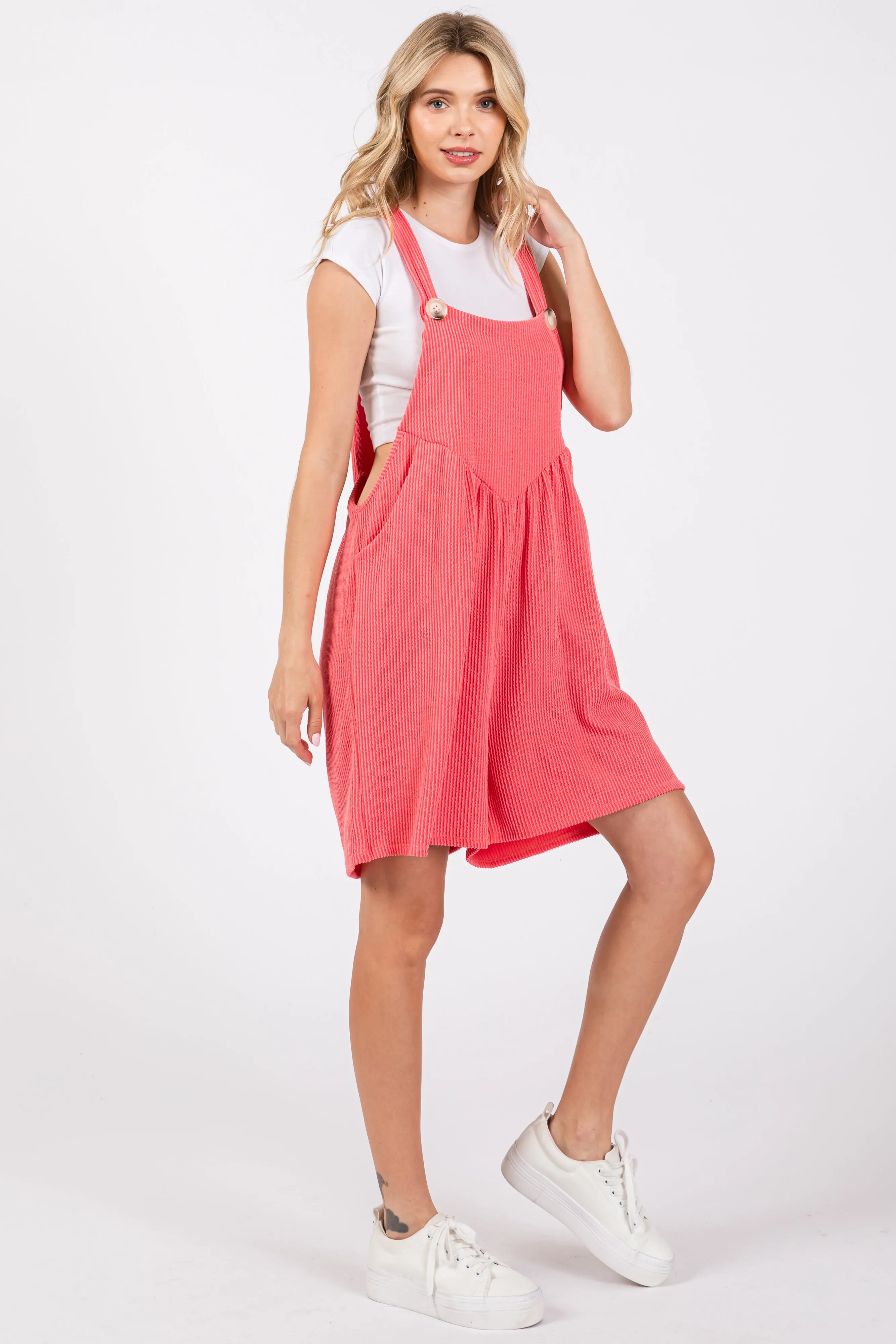 Coral Ribbed Romper sold by Pinkblush product image thumbnail 2