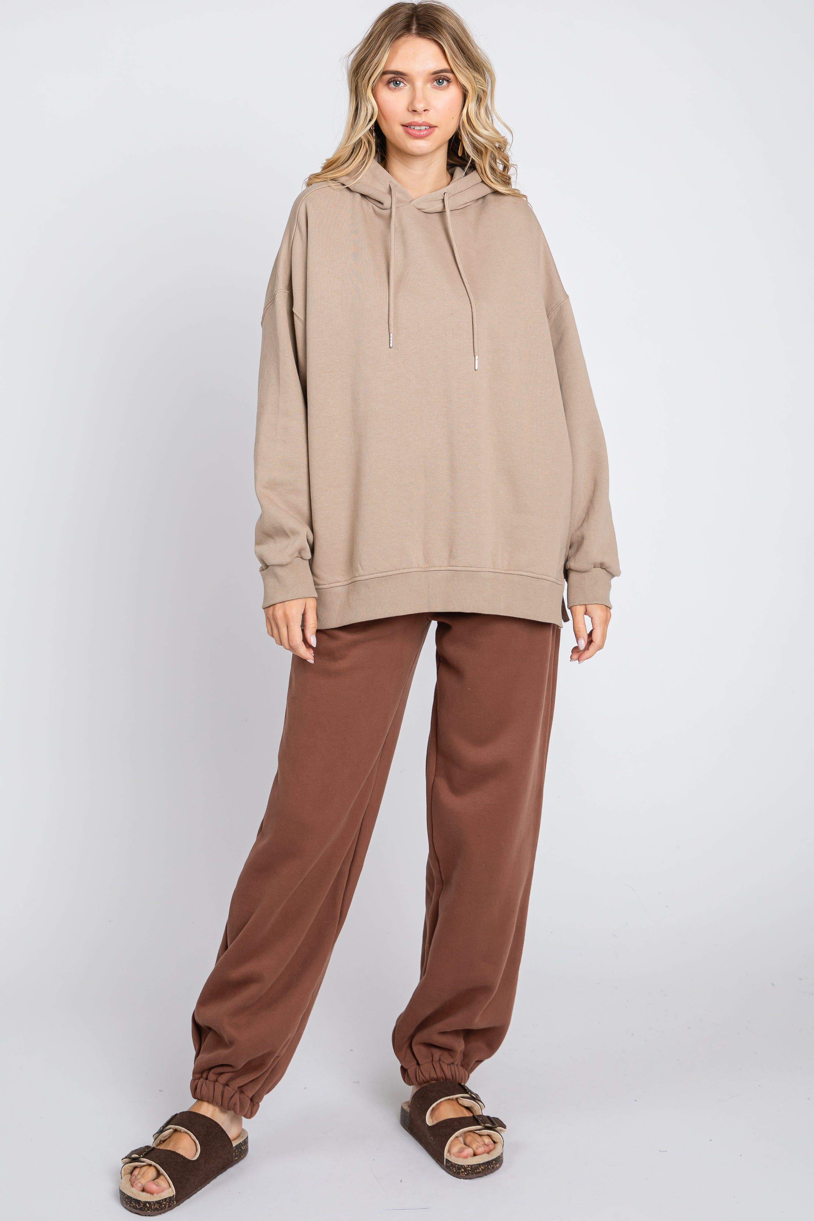 Taupe Drawstring Hoodie sold by Pinkblush product image thumbnail 4