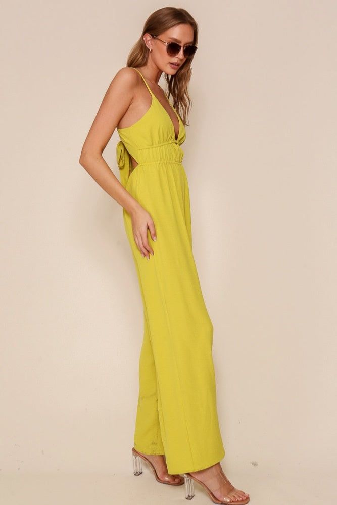 Lime Wide Leg Jumpsuit sold by Pinkblush product image thumbnail 2