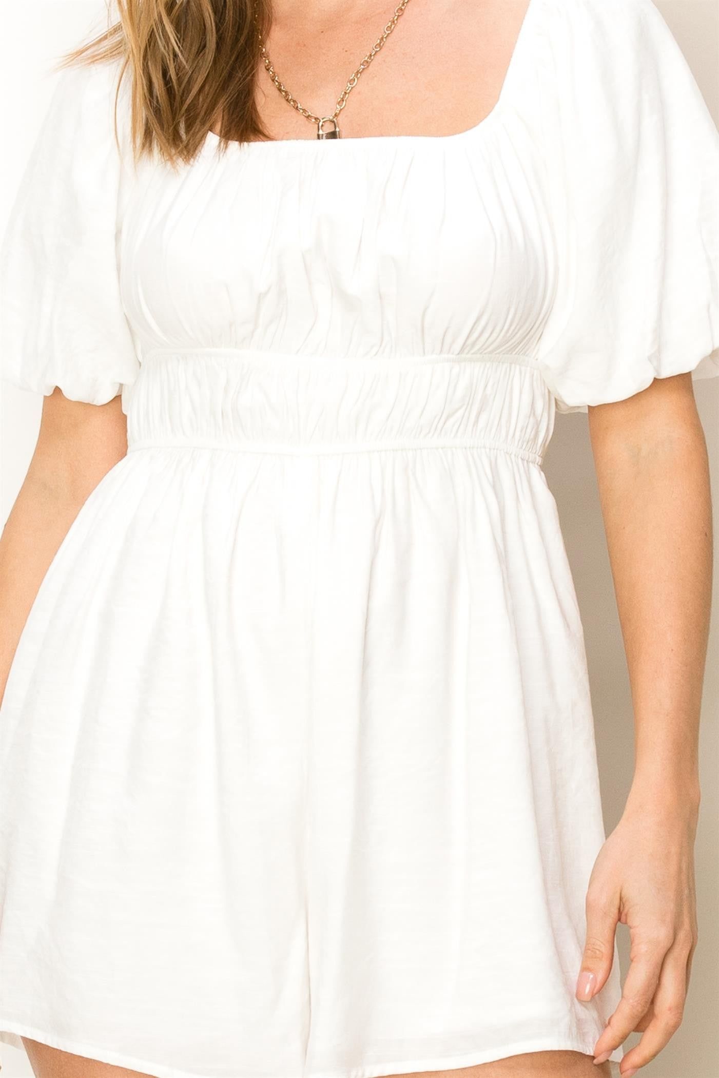 Off White Short Sleeve Romper sold by Pinkblush product image thumbnail 5