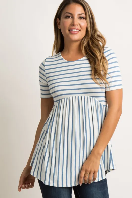 PinkBlush Blue Striped Cross Back Peplum Top sold by Pinkblush