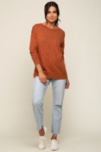 Rust Knit Long Sleeve Top sold by Pinkblush