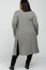 Beige Heathered Ribbed Side Slit Long Plus Maternity Cardigan sold by Pinkblush