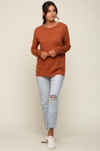 Rust Knit Long Sleeve Top sold by Pinkblush