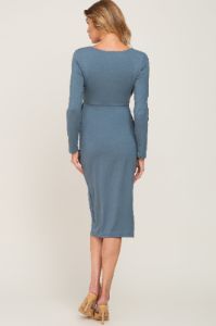 Blue Basic Square Neck Midi Dress sold by Pinkblush