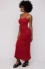Rust Open Knit Crochet Midi Dress sold by Pinkblush