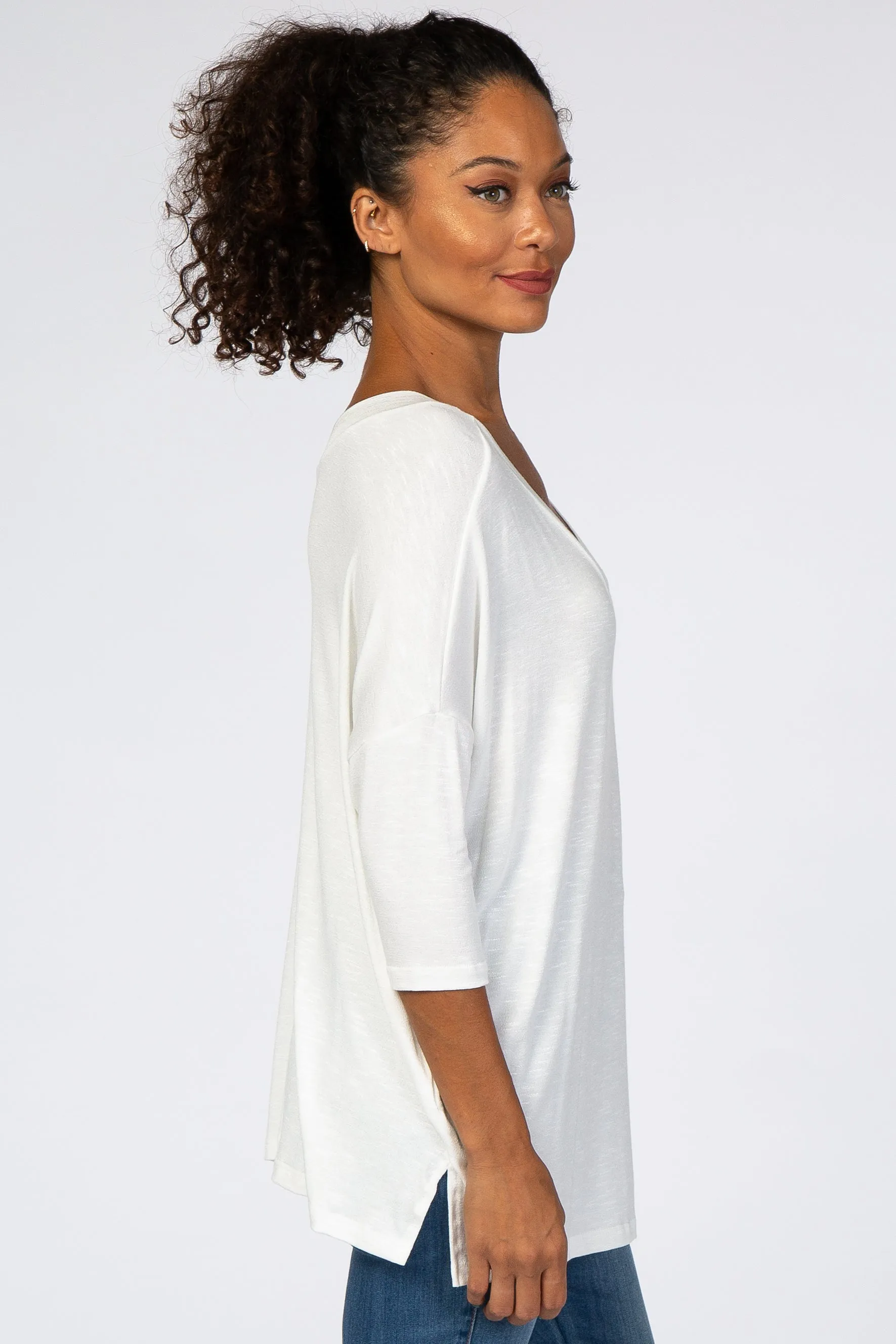 White V-Neck Dolman Sleeve Top sold by Pinkblush product image thumbnail 2