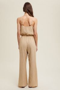 Natural Slit Gauze Jumpsuit With Drawstring sold by Pinkblush
