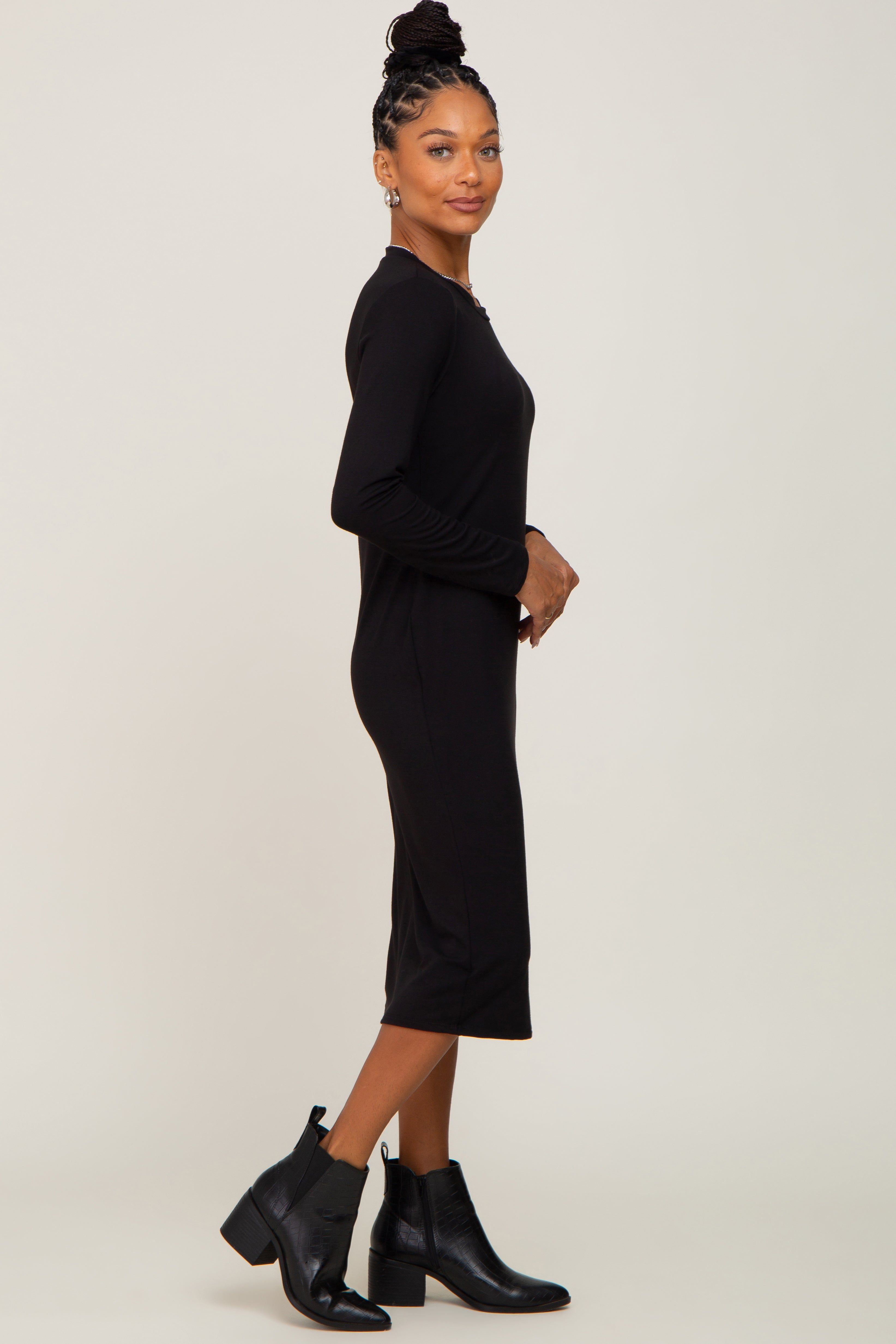Black Basic Midi Dress sold by Pinkblush product image thumbnail 2