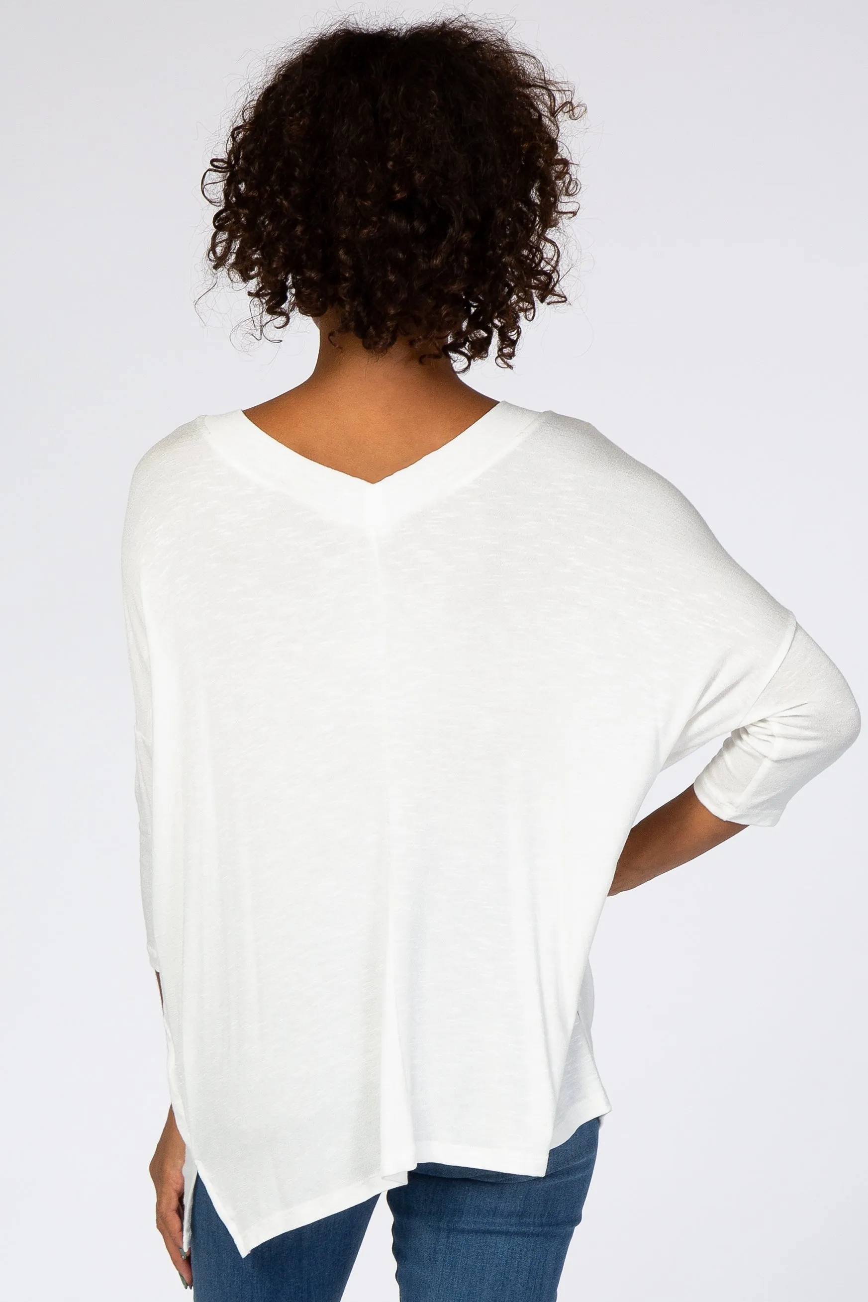White V-Neck Dolman Sleeve Top sold by Pinkblush product image thumbnail 3