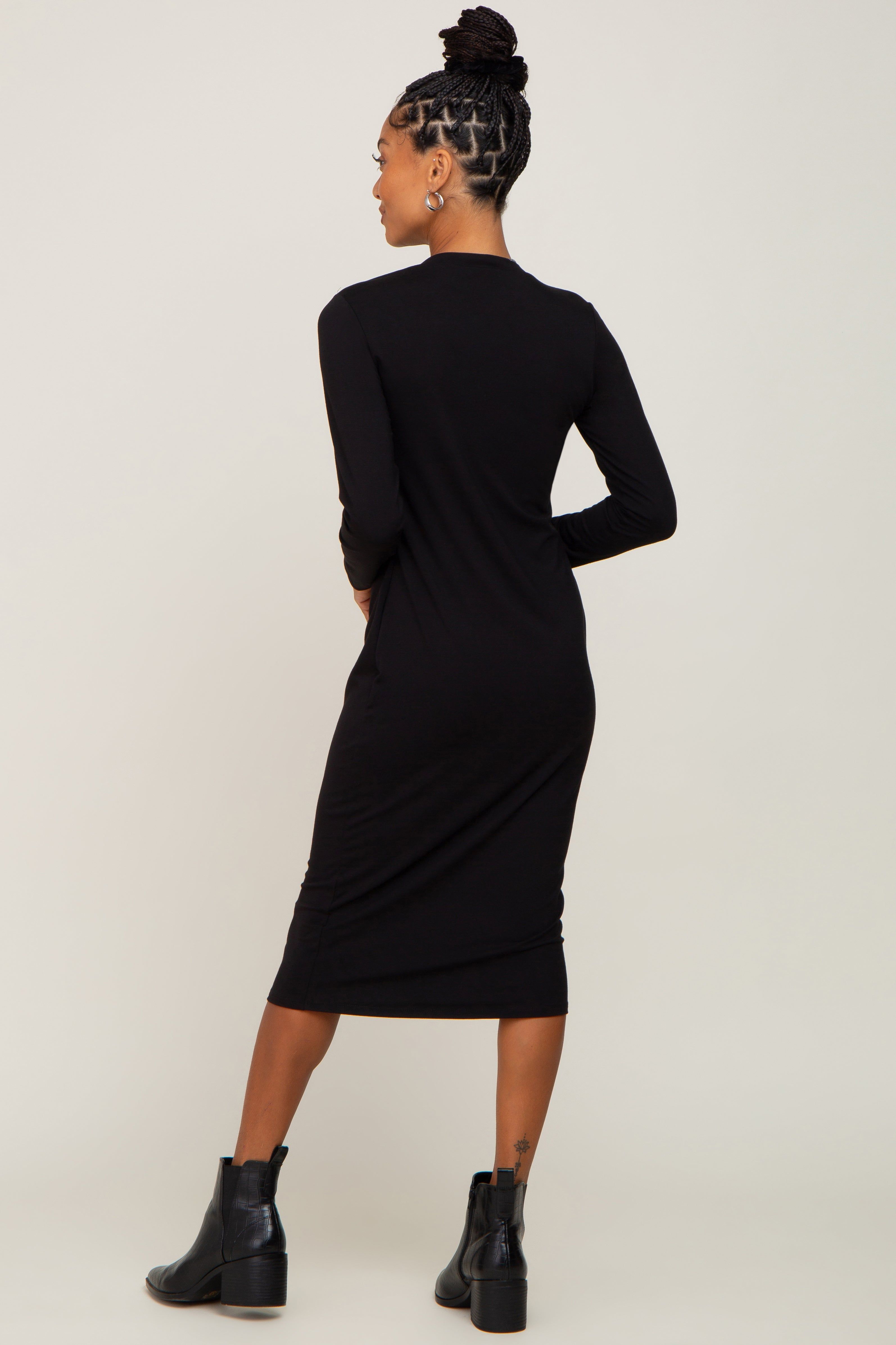 Black Basic Midi Dress sold by Pinkblush product image thumbnail 3