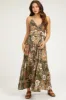 Olive Floral Paisley Front Twist Maternity Maxi Dress sold by Pinkblush