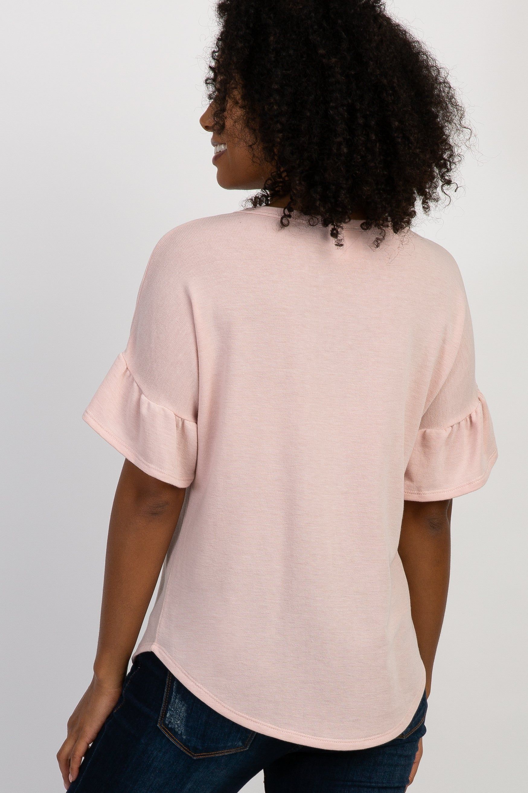 Light Pink Short Ruffle Sleeve Top sold by Pinkblush product image thumbnail 3