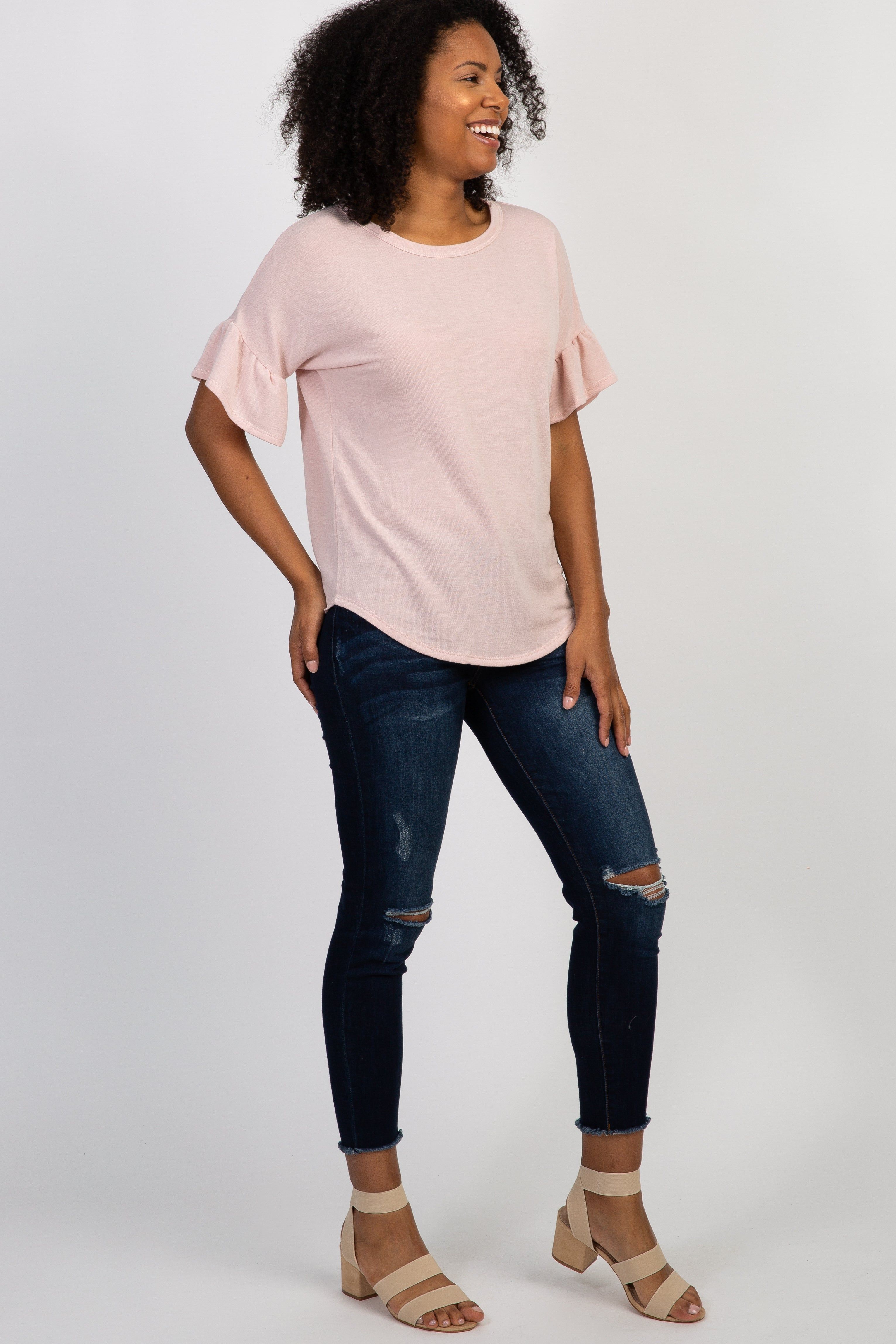 Light Pink Short Ruffle Sleeve Top sold by Pinkblush product image thumbnail 4