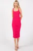 Fuchsia Mesh Ruched Bodycon Midi Dress sold by Pinkblush